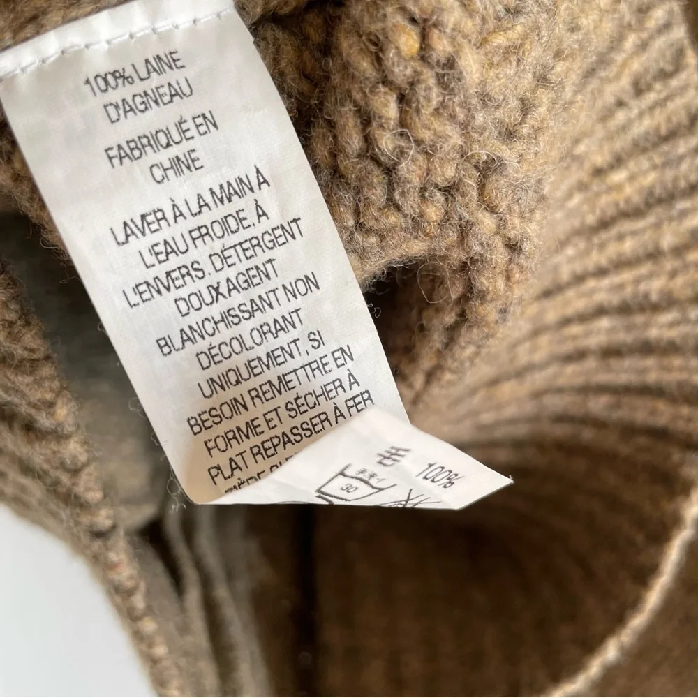 L.L. Bean Brown Lambs Wool Full Zipper Knit Sweater Men’s Size M Reg - Picture 7 of 10
